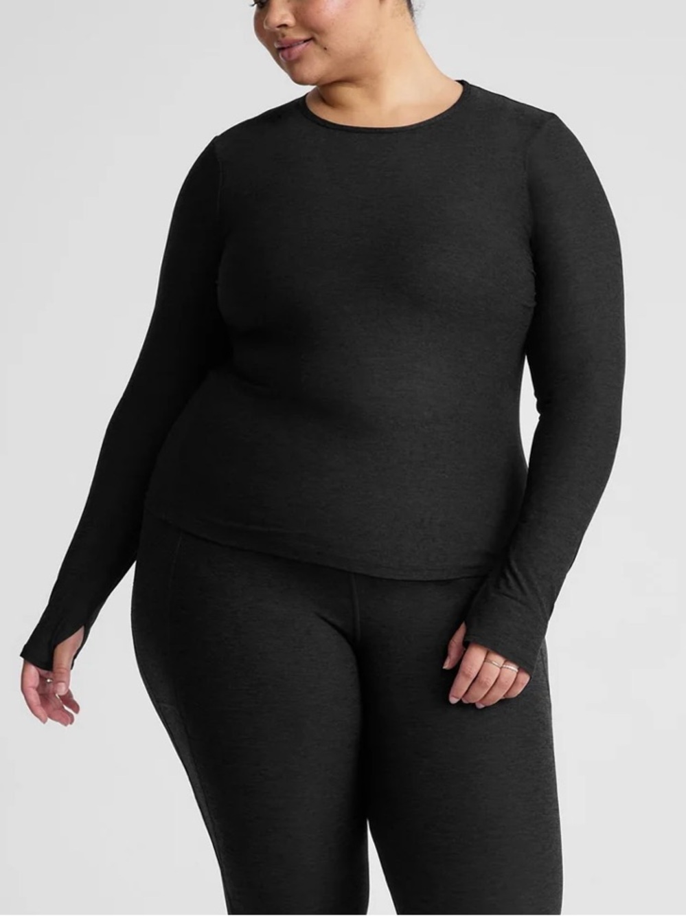 Beyond Yoga Featherweight Classic Crew Pullover Lightweight Black XXL